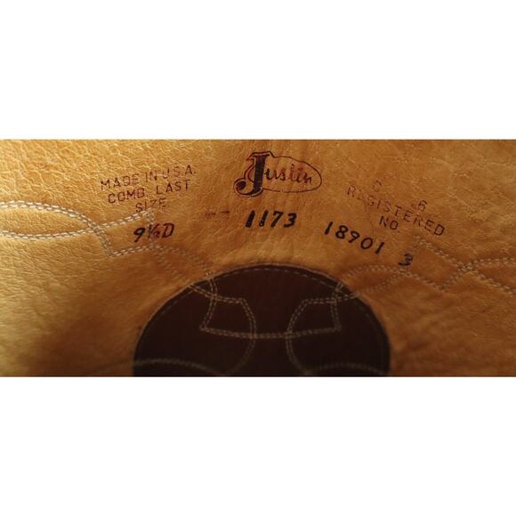 Vintage 80s Justin Roper Western Boots Brown Leather 1173 Mens 9.5 Cowboy main image 6